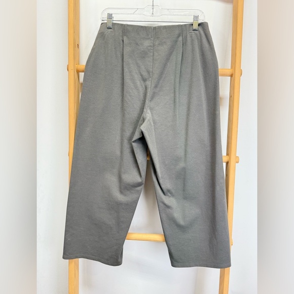 EILEEN FISHER Gray knit elastic waist wide leg crop pants size MP - Picture 6 of 11